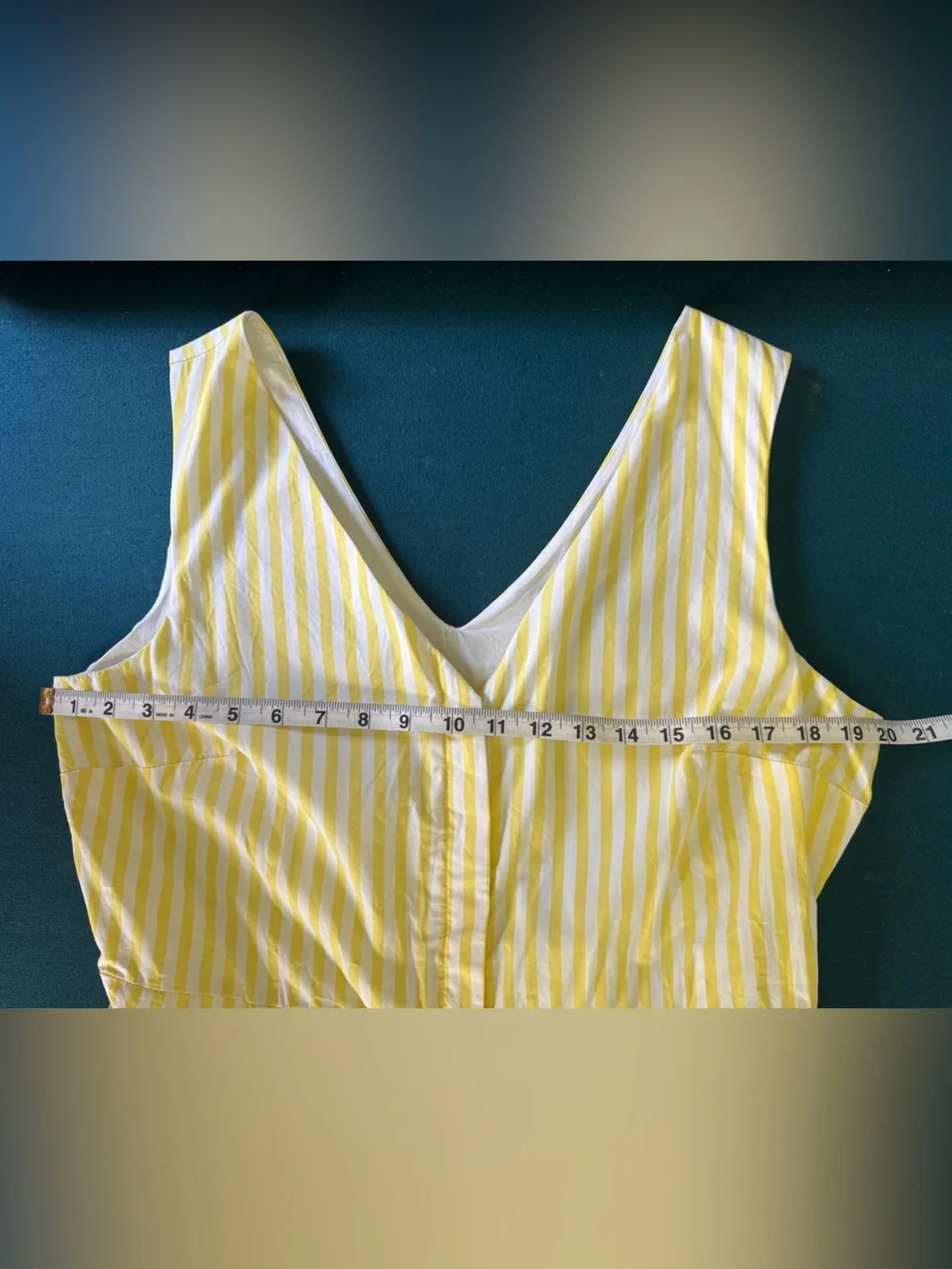 Long Tall Sally Yellow & White Striped Button Front Midi Sleeveless Dress Size 1
